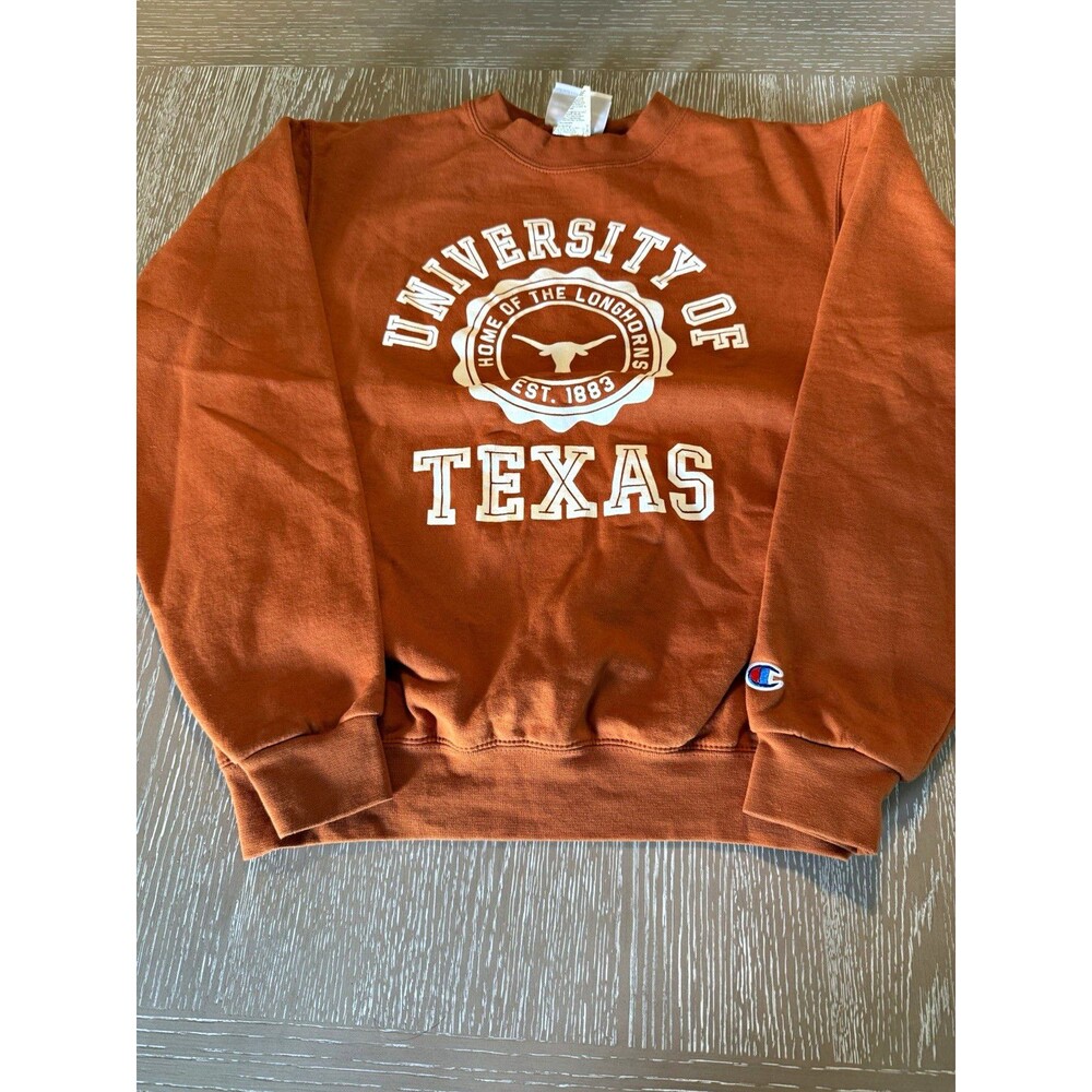 Champion Texas Longhorns Orange Graphic Crew Neck Pullover Sweatshirt Men’s S